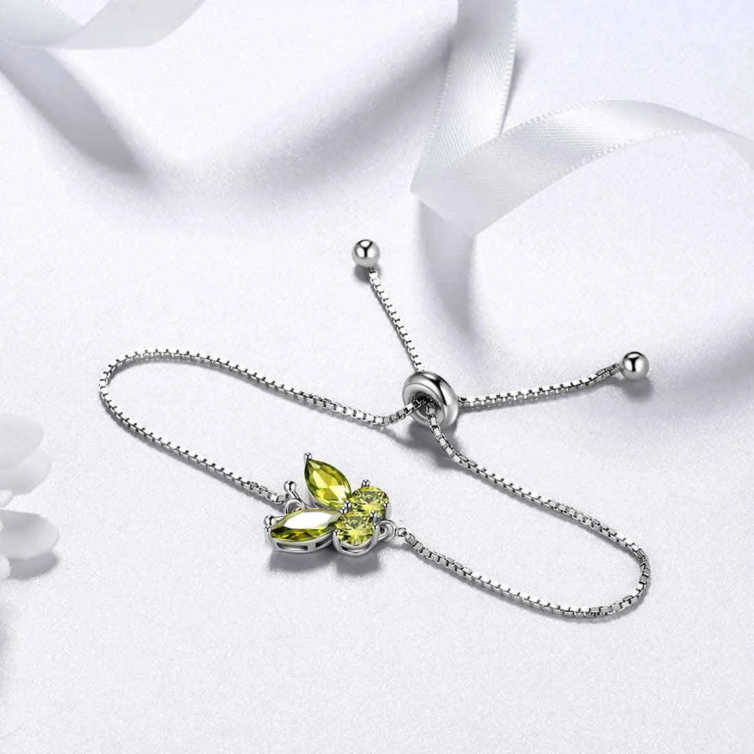 Tokyo Mart Butterfly Bracelet Birthstone August Peridot Women Girls Jewelry Birthday Gift