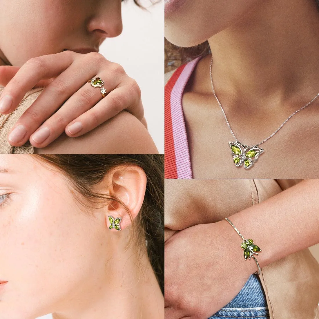 Tokyo Mart Butterfly Bracelet Birthstone August Peridot Women Girls Jewelry Birthday Gift