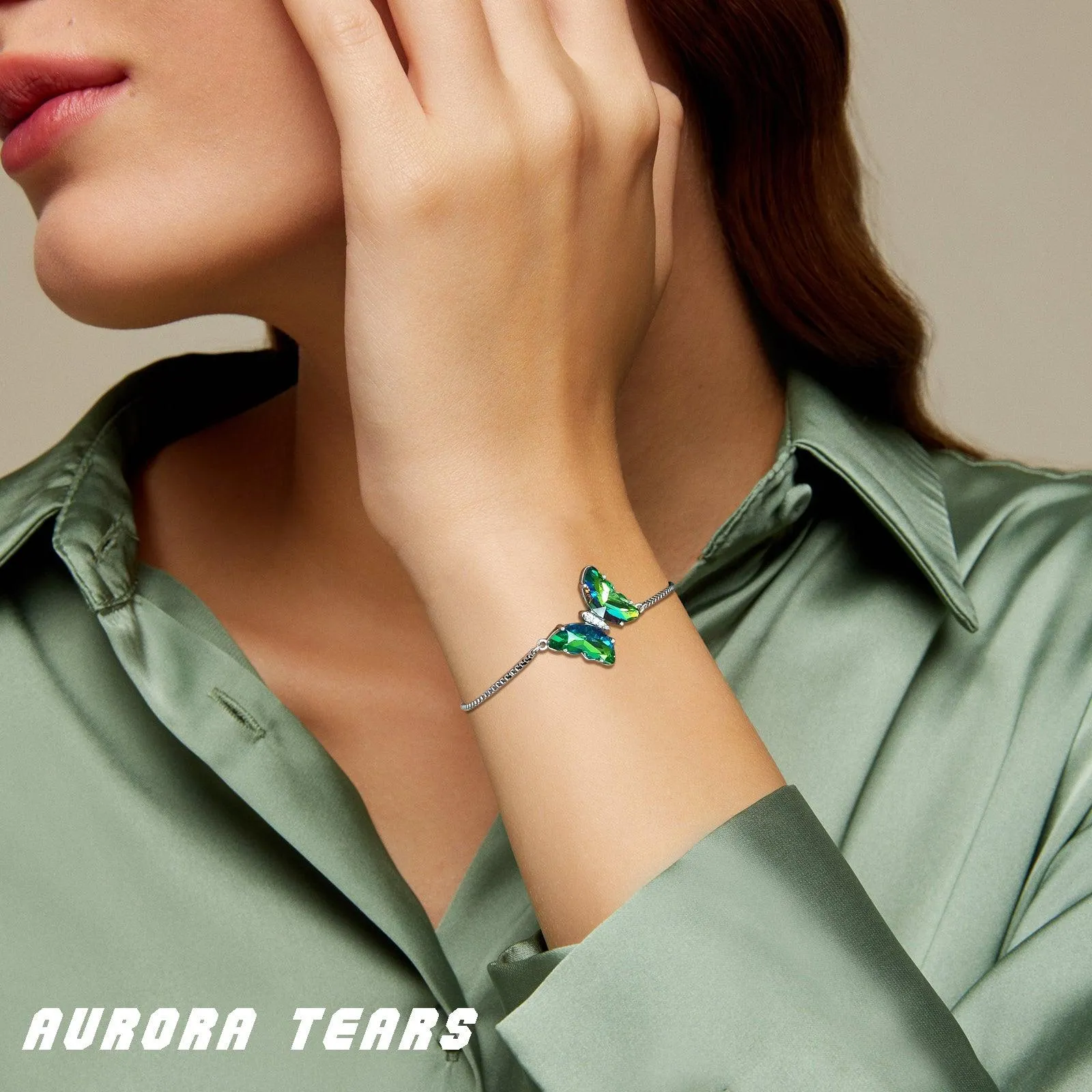 Tokyo Mart Green Butterfly Bracelet May Emerald Birthstone Women Girls Jewelry Birthday Gift