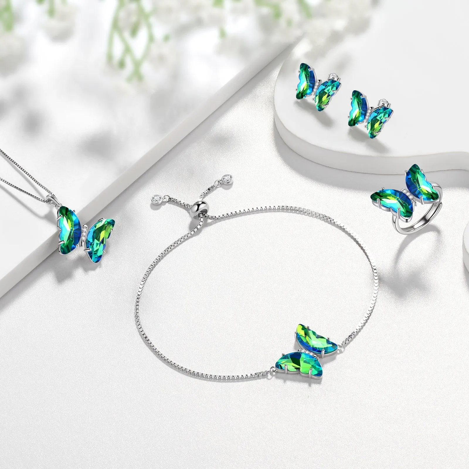 Tokyo Mart Green Butterfly Bracelet May Emerald Birthstone Women Girls Jewelry Birthday Gift