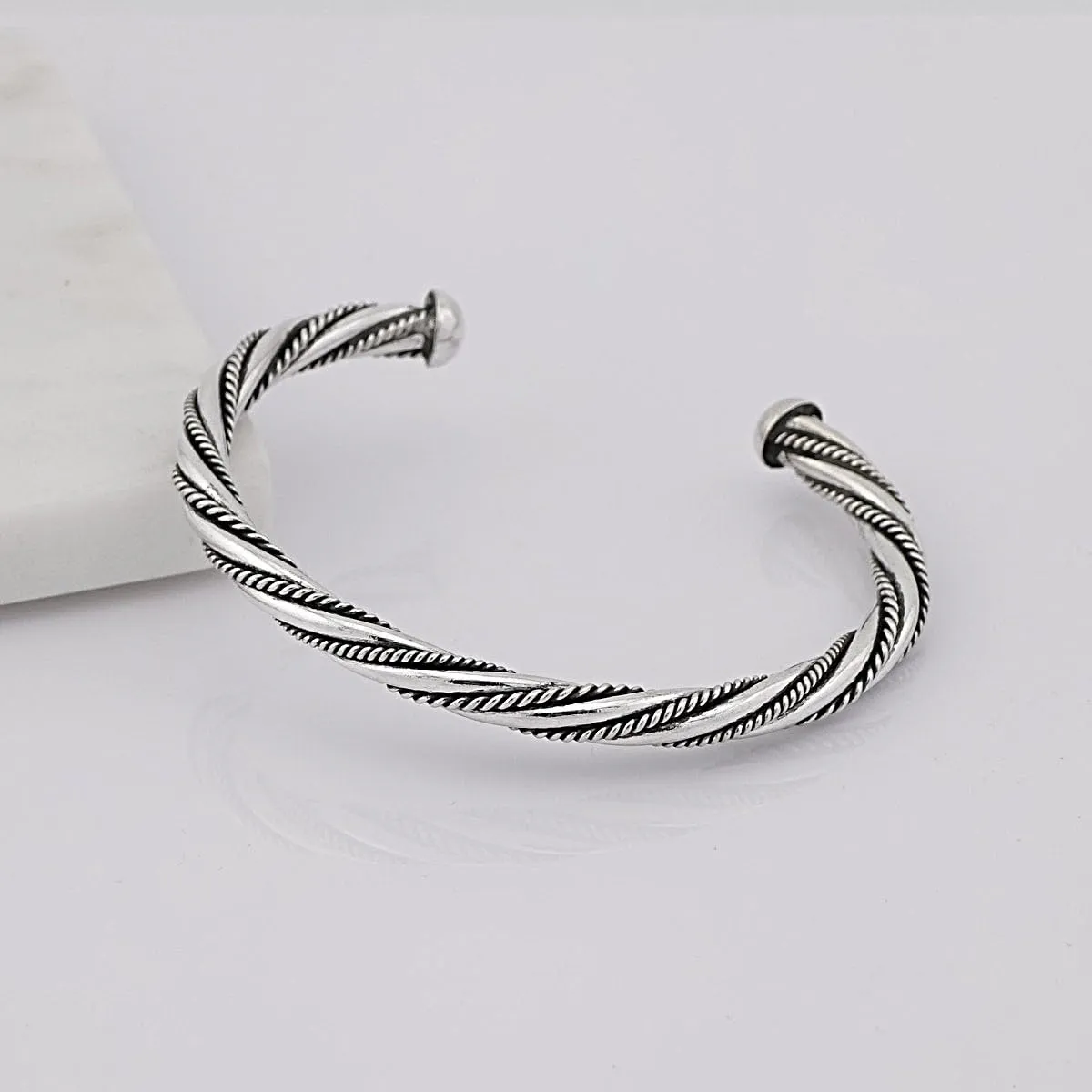 Torque Bangle for Men Handcrafted from solid 925 Silver