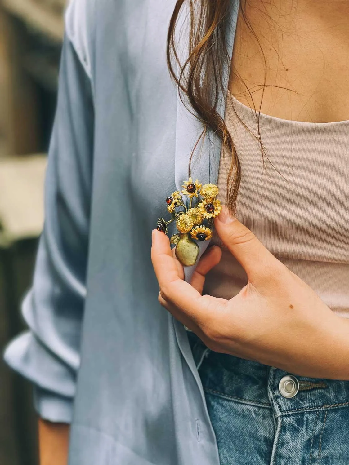 Van Gogh Sunflower Brooch