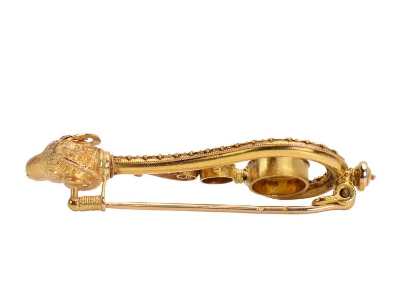 Victorian Ram’s Head Etruscan Revival Brooch