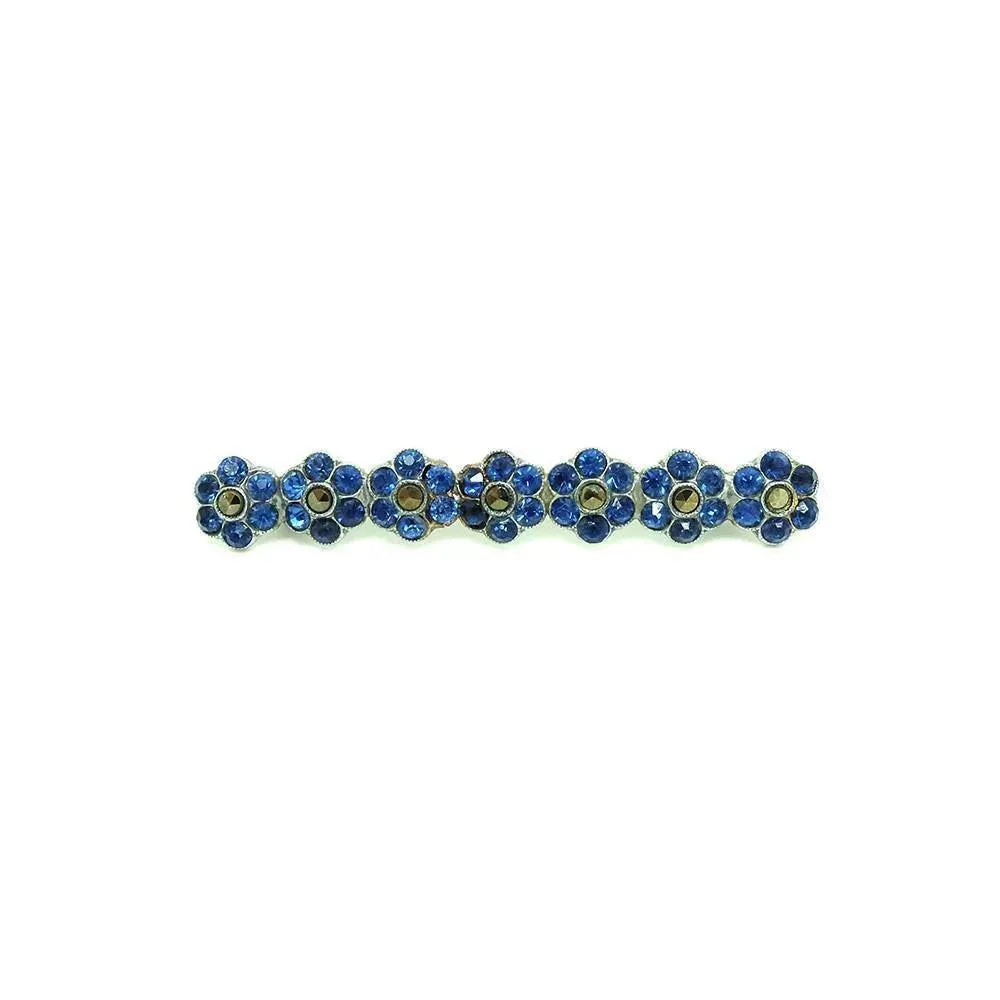 Vintage 1930s Art Deco Blue Flower Bar Brooch