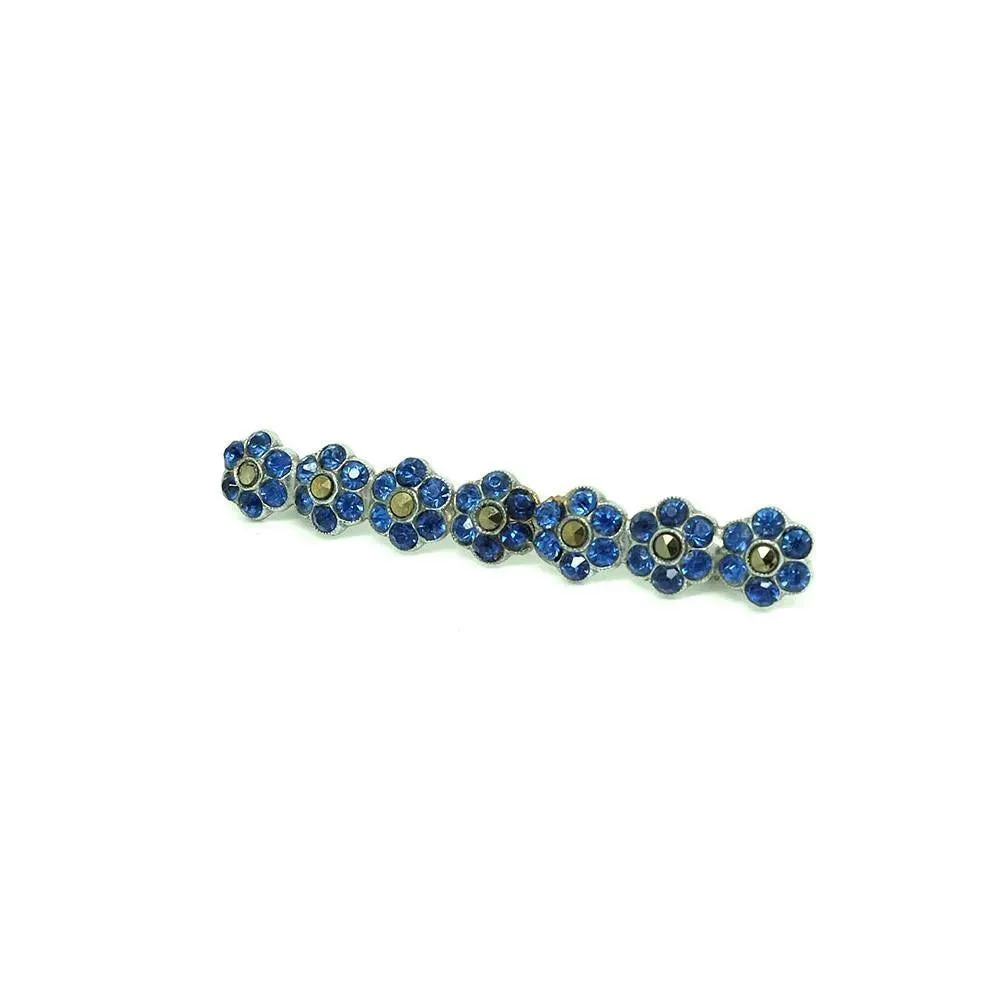 Vintage 1930s Art Deco Blue Flower Bar Brooch