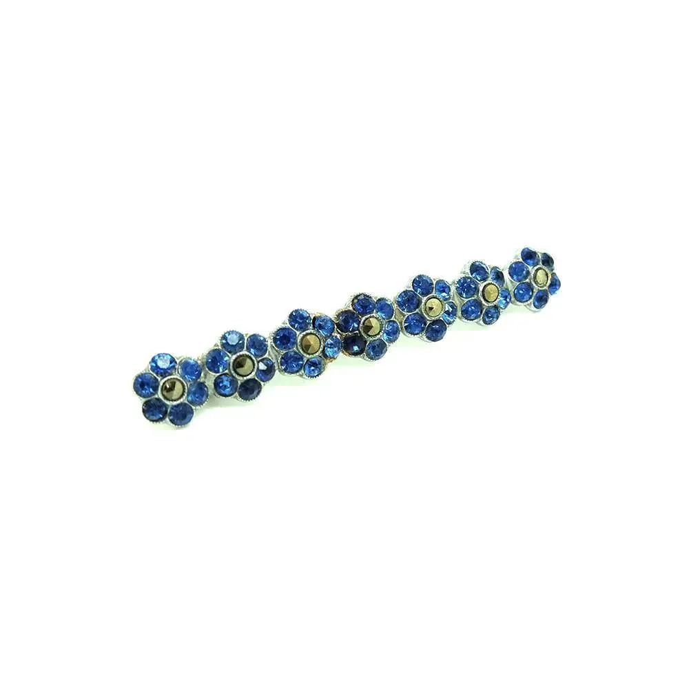 Vintage 1930s Art Deco Blue Flower Bar Brooch