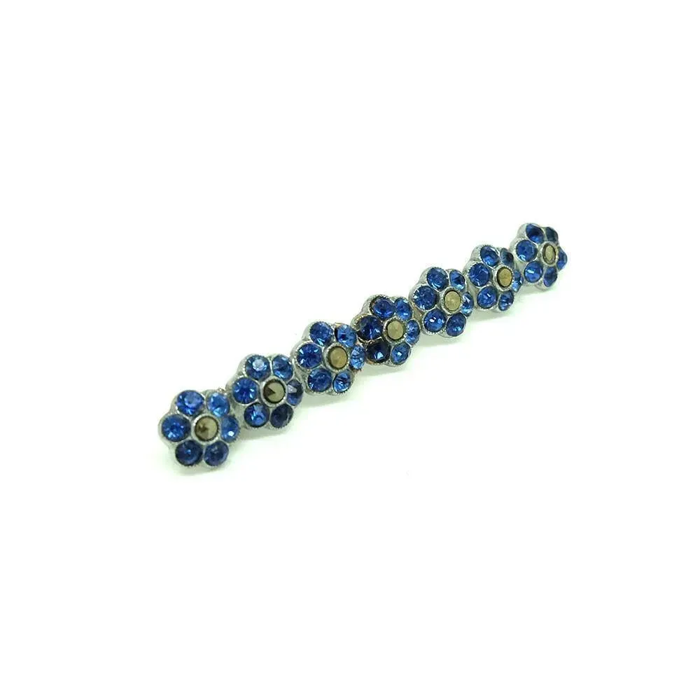 Vintage 1930s Art Deco Blue Flower Bar Brooch