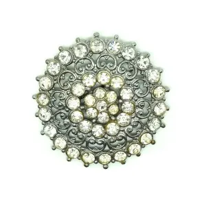 Vintage 1930's Diamante Round Brooch