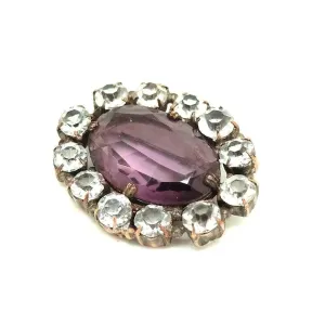 Vintage 1950's Amethyst Glass Diamante Brooch