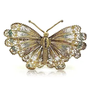 Vintage 1950s Silver Filigree Butterfly / Moth Brooch