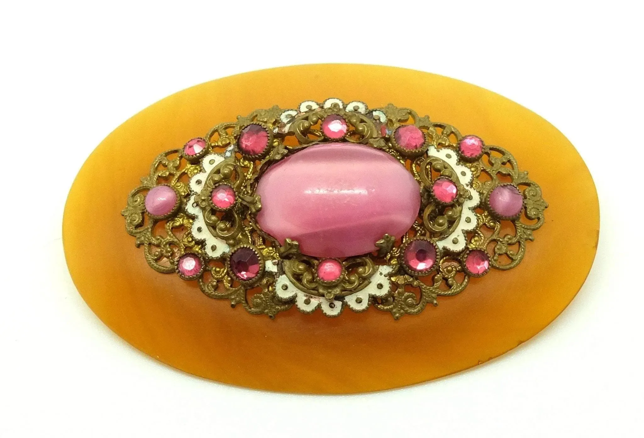 Vintage Art Deco 1930s Amber Bakelite Brooch