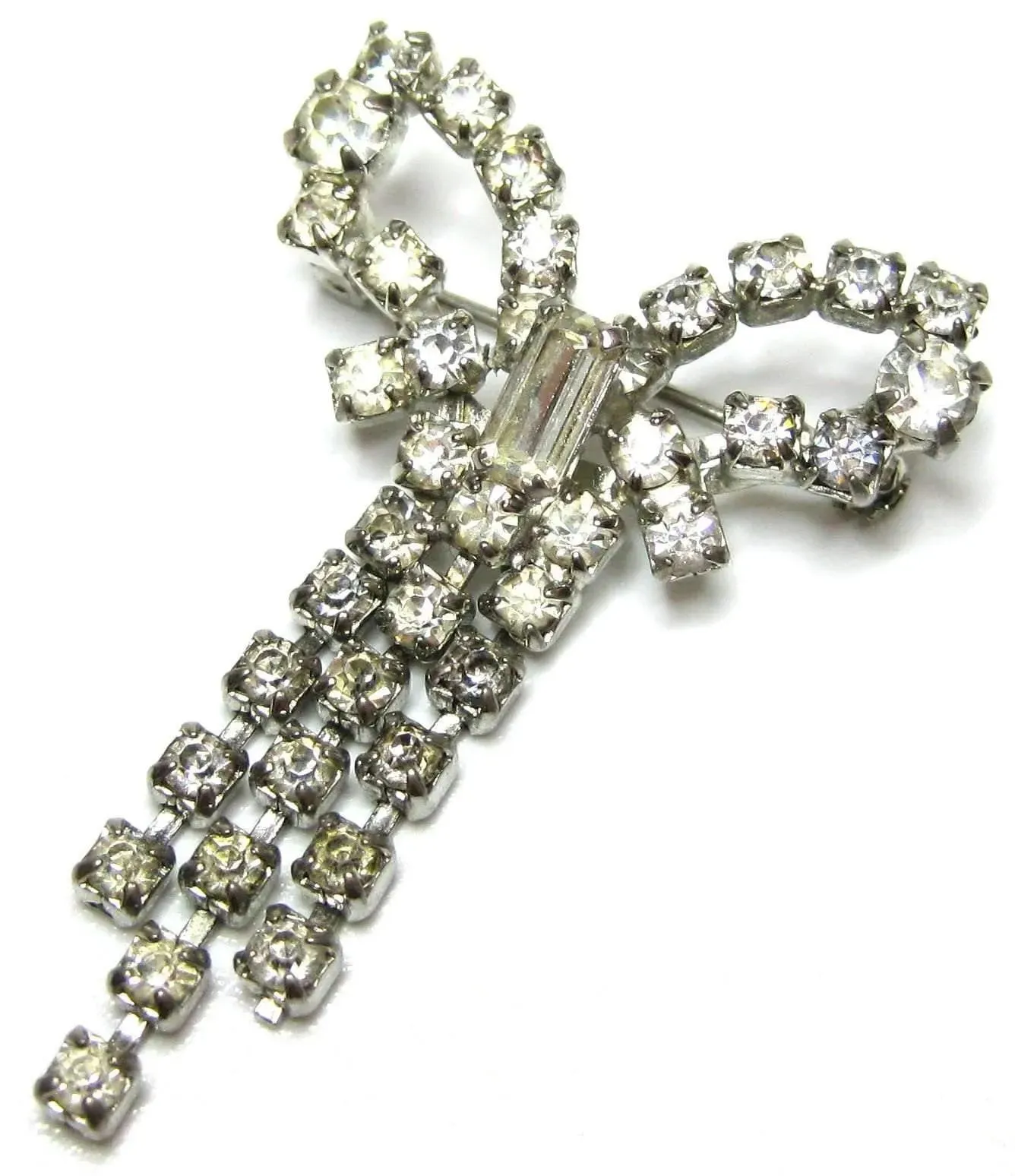 Vintage Diamante Bow Brooch