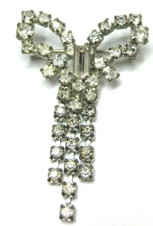 Vintage Diamante Bow Brooch