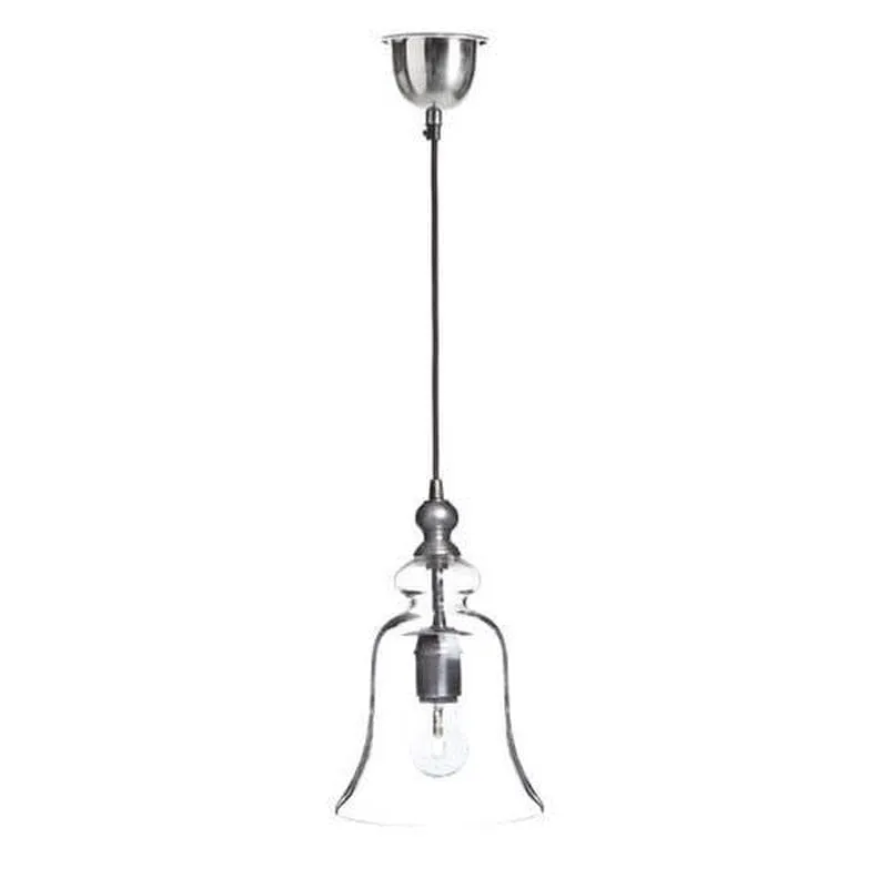 Vintage Glass Pendant Light | Antique Silver