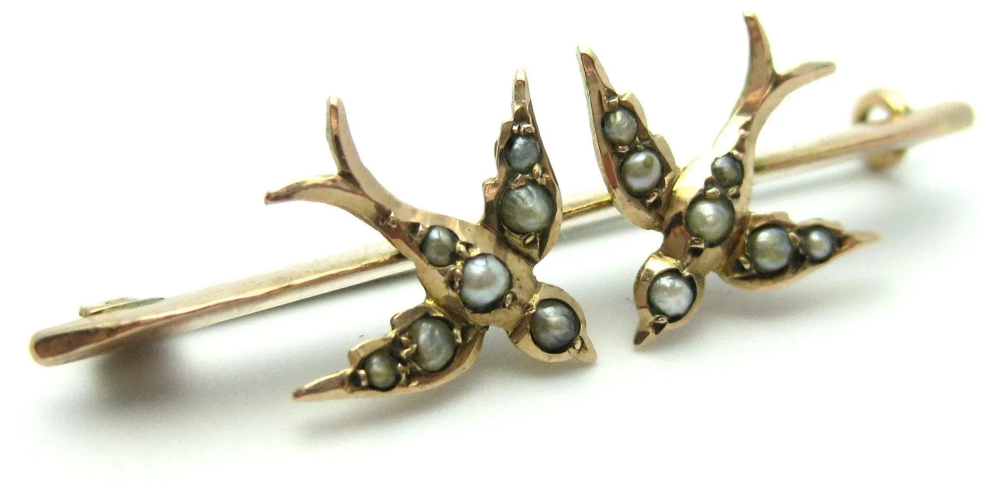 Vintage Gold Swallow Bar Brooch