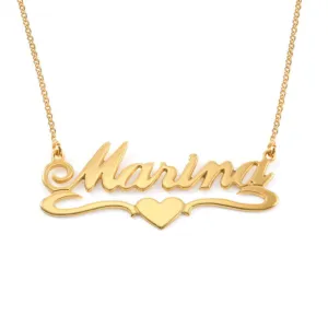 Wavy Heart Name Necklace