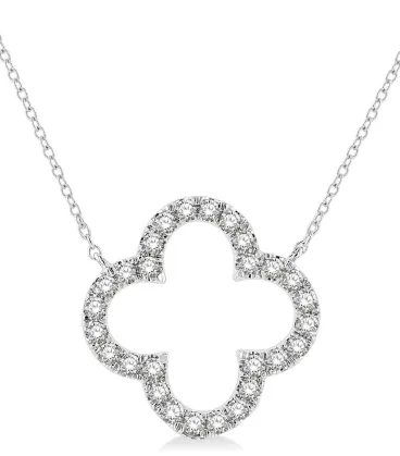 White Gold Diamond Clover Cut Necklace