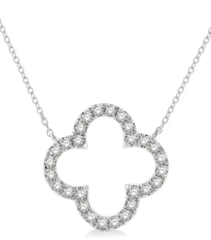 White Gold Diamond Clover Cut Necklace