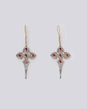 White Ruby Dagger Earrings