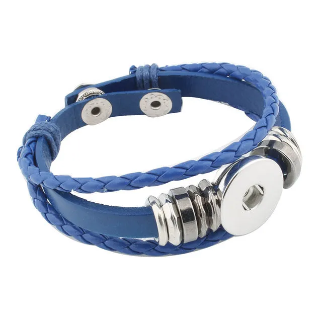 Wholesale Snap Button Bracelet&Bangles 6 color High quality PU leather Bracelets For Women 18mm Snap Button Jewelry ZE106