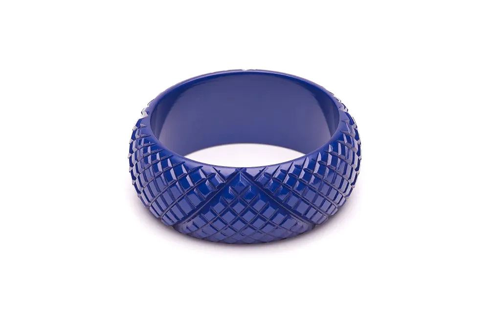 Wide Indigo Heavy Carve Fakelite Bangle by Splendette