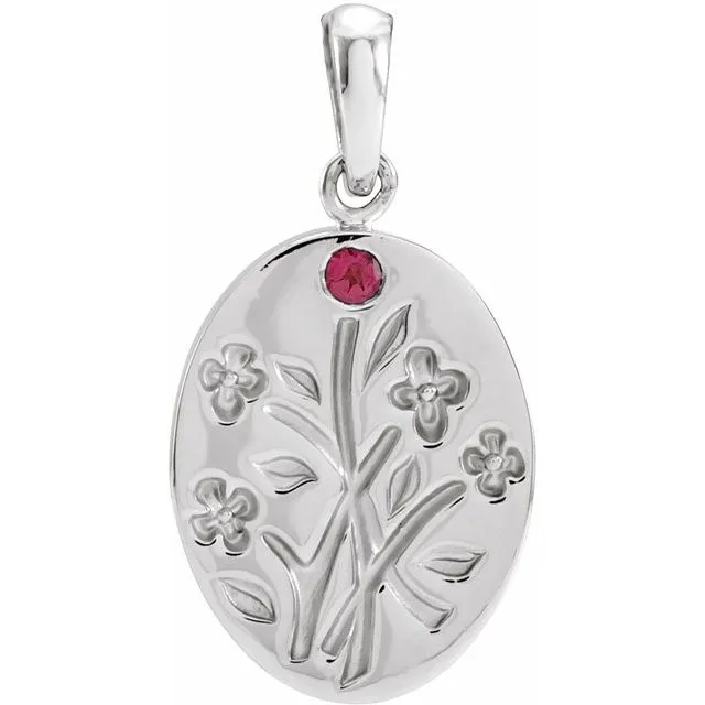 Wildflower Mother's Family Birthstone Oval Pendant or Necklace