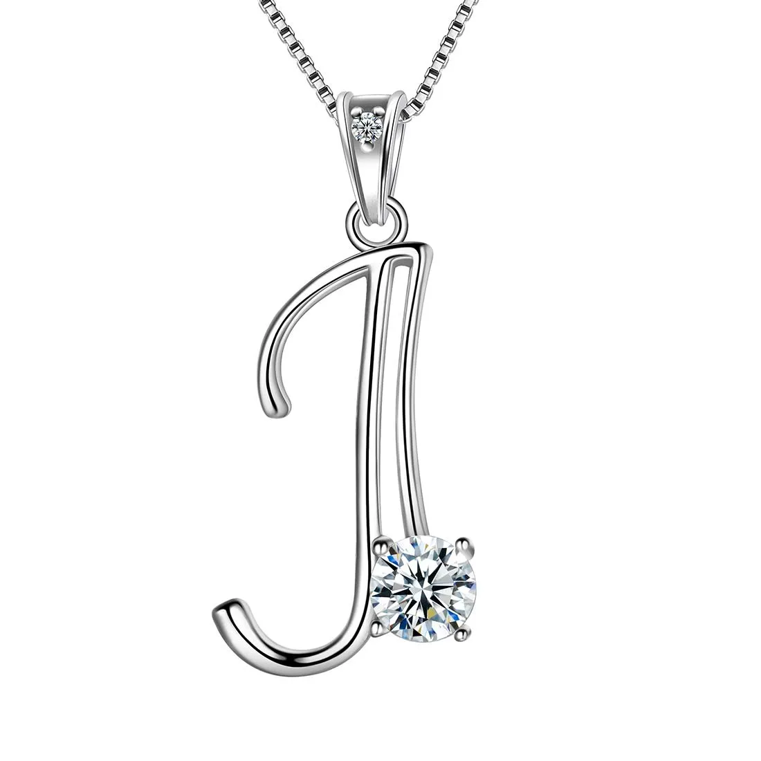 Women Initial J Letter Pendant Necklace Girl Name Jewelry Gift 925 Sterling Silver