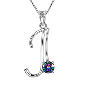 Women Initial J Letter Pendant Necklace Girl Name Jewelry Gift 925 Sterling Silver