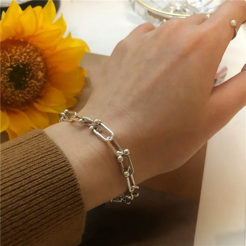 Women Vintage Handmade Hasp Adjustable Bracelet