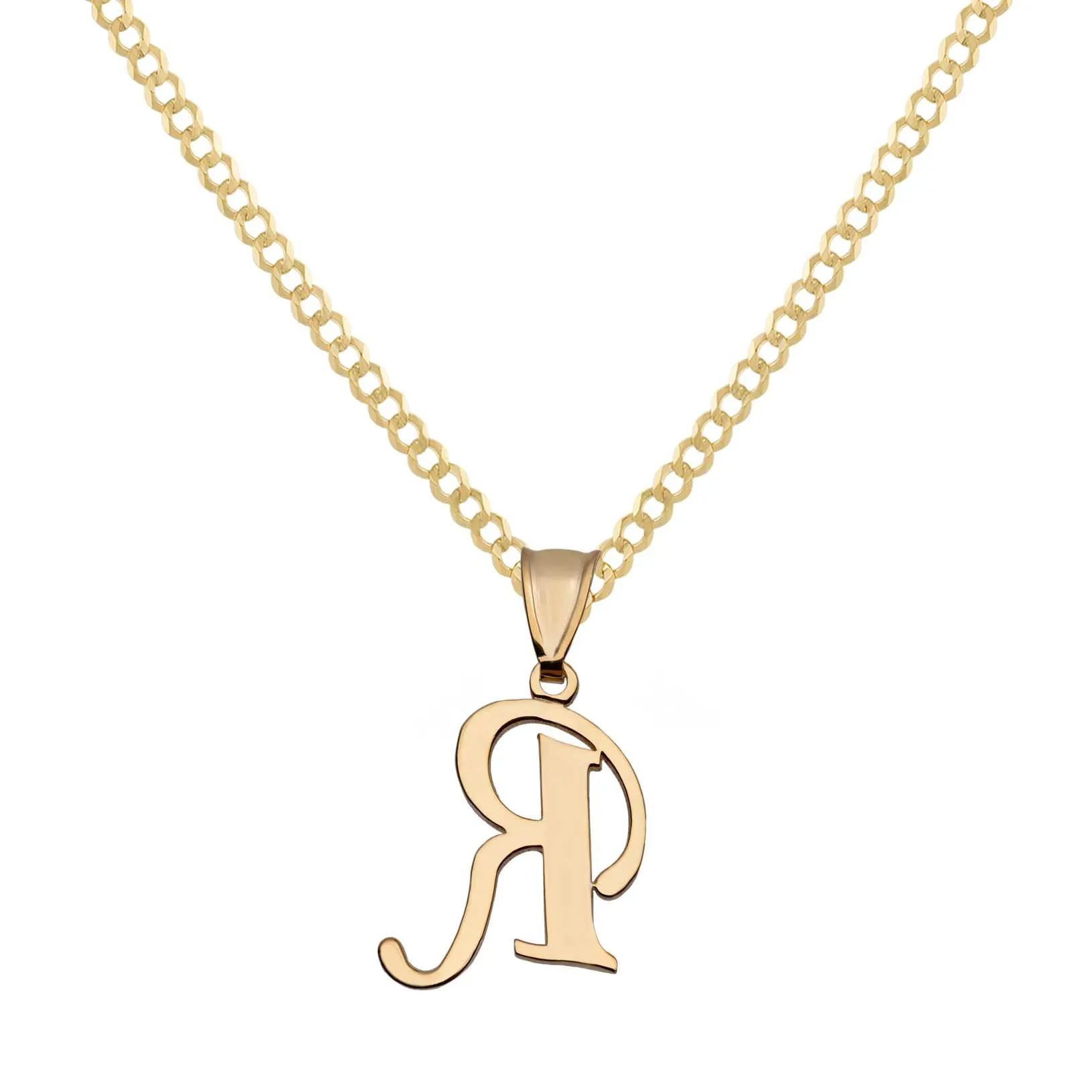 Women's Diamond Initial Name Plate Necklace 14K Gold - Style 155