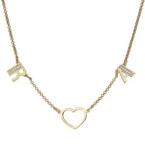 Women's Diamond Initial Name Plate Necklace 14K Gold - Style 177