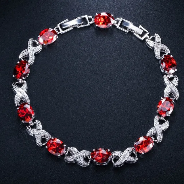 Zircons High Quality Silver Color Round Cubic Chain Bracelets