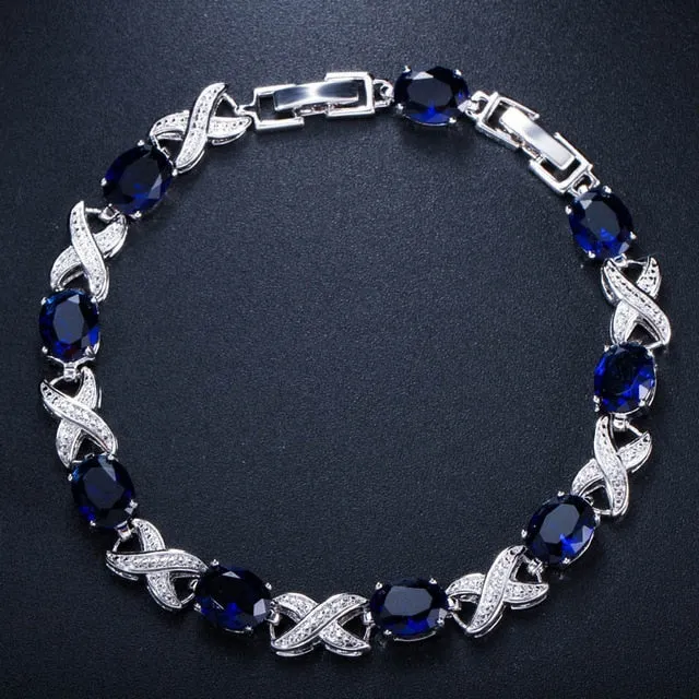 Zircons High Quality Silver Color Round Cubic Chain Bracelets